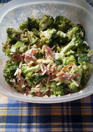 A picture of Broccoli Salad. Mom's recipe.