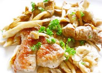 How To Prepare Recipe Tender Pork Tenderloin and Mushrooms Sauted in Butter Home Style