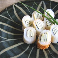A picture of Striped Chikuwa Fishcake Sticks (Bento or Appetizer).