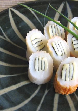 A picture of Striped Chikuwa Fishcake Sticks (Bento or Appetizer).