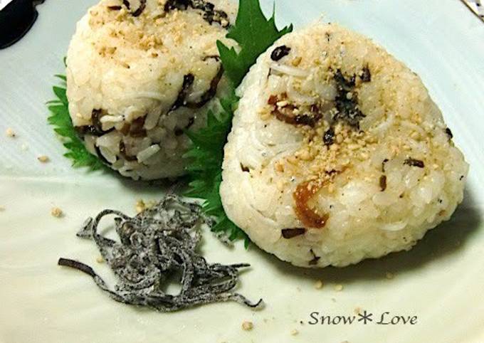 Shio-konbu and Shirasu Rice Balls