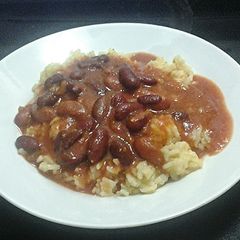 A picture of Puerto Rican Rice and Beans (Arroz y Frijoles).