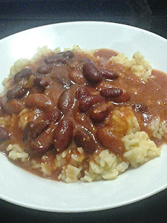 A picture of Puerto Rican Rice and Beans (Arroz y Frijoles).