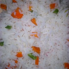 White rice with veggies A picture of White rice with veggies.