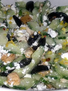 A picture of Sig's Goats cheese, tofu and cucumber salad.