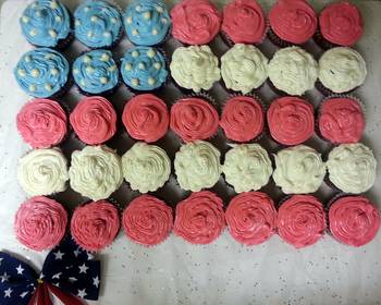 Popular Cuisine Red Velvet Cupcakes with White Chocolate Filling  Cream Cheese Icing  4th of July Most Delicious