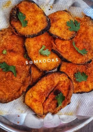 A picture of Crispy Brinjal Tawa Fry.