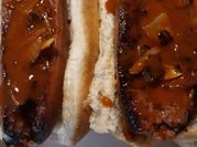 A picture of hotdog onions