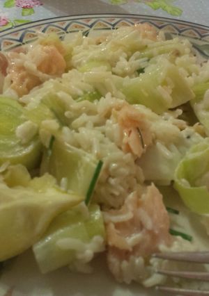 A picture of Salmon and Leek Risotto.