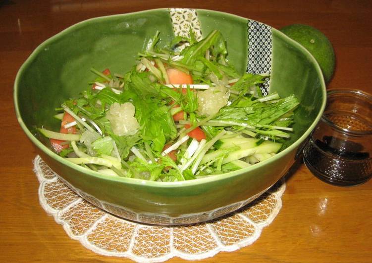 Mizuna Salad with Kabosu Citrus Balsamic Dressing