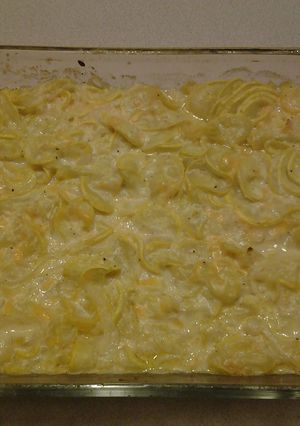 A picture of Cheesy Squash Casserole.