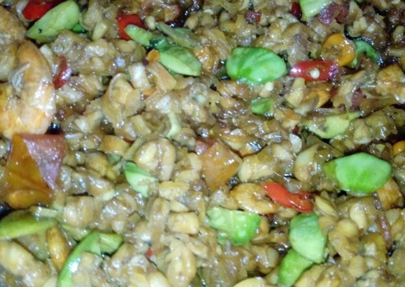 Oseng tempe udang pete
