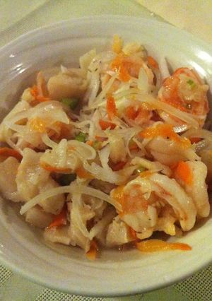 A picture of Garifuna Style Ceviche (Honduras) Shrimp And Conch.