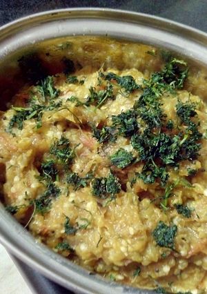 A picture of Baigan Bharta.