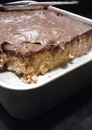 A picture of Rice Krispy Treats; chocolate & peanut butter.