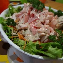 A picture of Chicken Breast Salad with Tomato Mayonnaise Sauce.