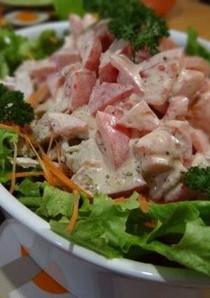 A picture of Chicken Breast Salad with Tomato Mayonnaise Sauce.