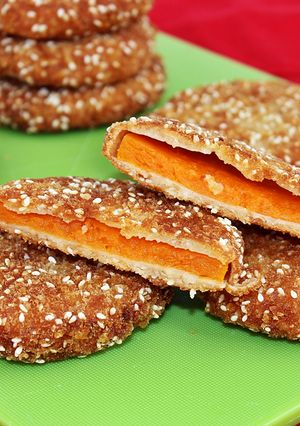 Szezámmagos rántott sütőtök recept fotója