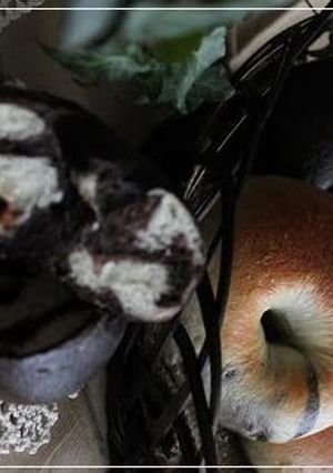 A picture of Elegant Chocolate Marbled Bagels.