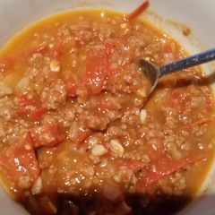 Warming Bolognese with chorizo A picture of Warming Bolognese with chorizo.