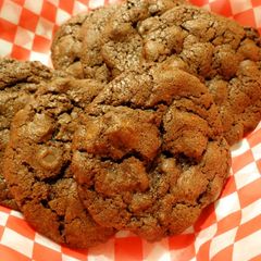 A picture of Moist & Chewy Double Chocolate Cookies.