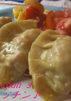 A picture of Homemade Gyoza Skins with Egg & Cake Flour.