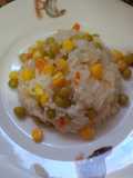 Arroz sofritado con choclo y arvejas