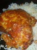 Cheese crusted tomato chicken thighs