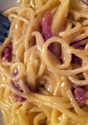 A picture of Bacon & Parmesan Pasta!!!.
