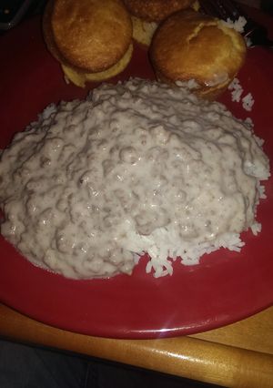 A picture of Hamburger Rice And Gravy.