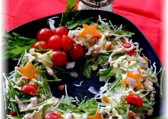 My Grandma Christmas Wreath Salad with Colorful Mayonnaise