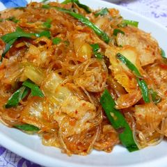 A picture of Pork, Kimchi and Cellophane Noodles Stir-fry.