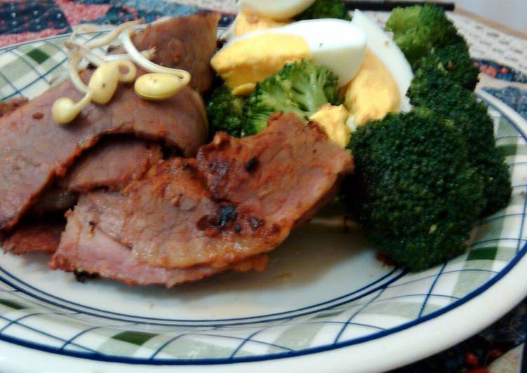 Recipe of Perfect Pastrami grill and broccoli saute