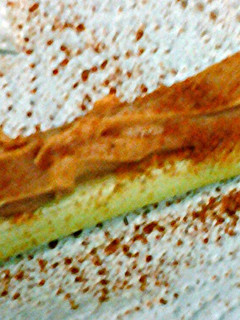 A picture of Peanut butter celery.