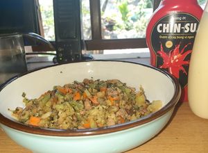 Hình của món Thịt heo ẩn mình- cơm rang keto.