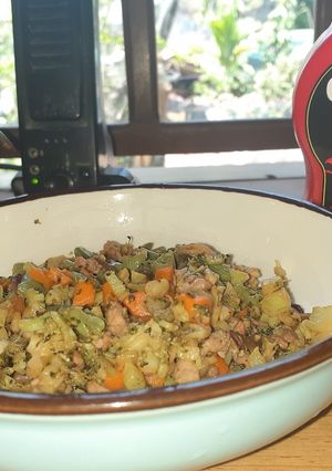 Hình của món Thịt heo ẩn mình- cơm rang keto.