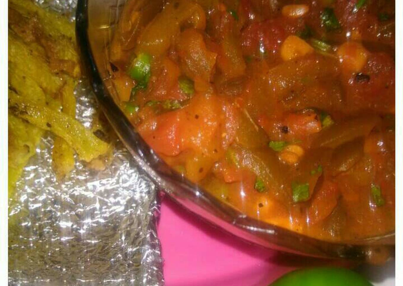 Easiest Way to Prepare Favorite Matbucha- sweet n spicy Arabic dip with
pumpkin french fries