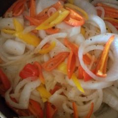 Sauteed onions and peppers A picture of Sauteed onions and peppers.