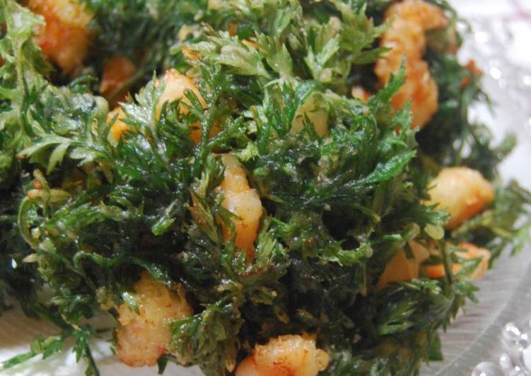 Simple Way to Prepare Homemade Carrot Tops and Shrimp Kakiage Fritters