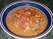A picture of pinto beans and pork