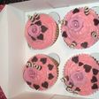 pink rose cupcakes with pink buttetcream, chocolate swirls & hearts