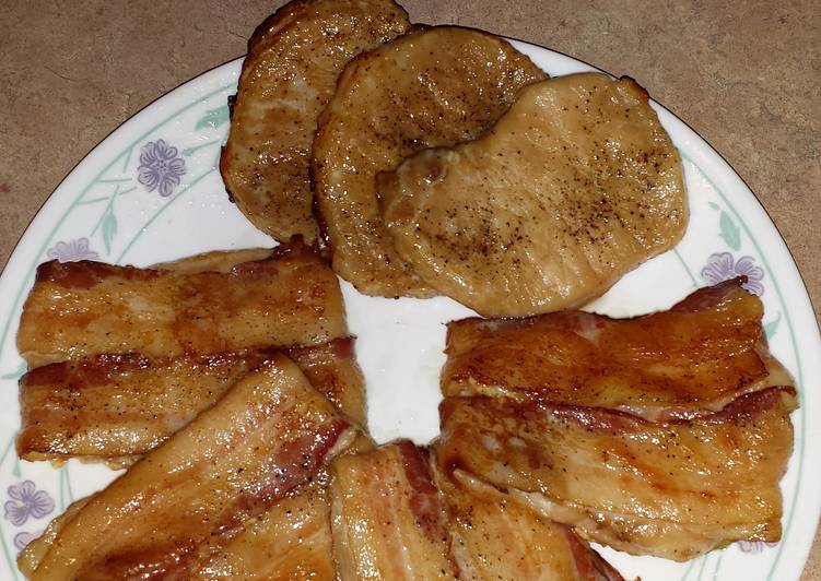 Recipe of Super Quick Homemade My Bacon Wrapped Honey Glazed Pork Chops
