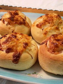 A picture of Soft and Chewy Cheese Rolls in a Bread Machine.
