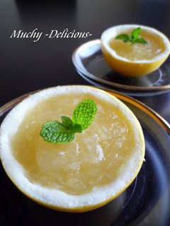 A picture of Easy Kanten Whole Grapefruit Jelly.
