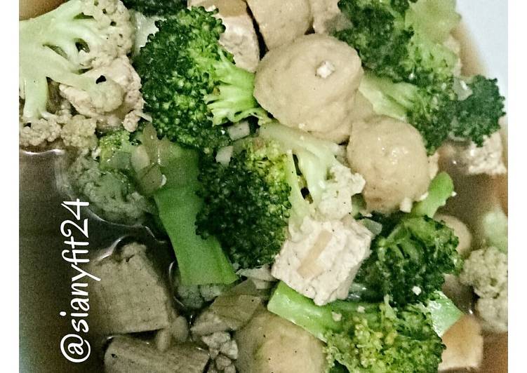 Cara Gampang Menyiapkan Brokoli Tahu Bakso Ayam [Eat Clean, Untuk Diet] Anti Gagal