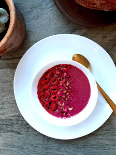 A picture of Raspberry beetroot smoothie.