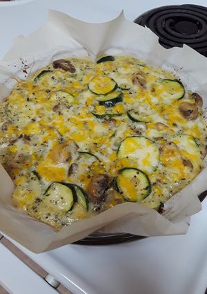 A picture of Zucchini and Sweet Corn Crustless Pie.