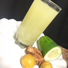 A picture of Cucumber,ginger and lemon juice.🥒.