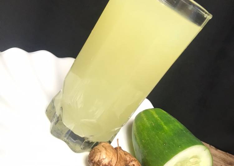 Recipe of Ultimate Cucumber,ginger and lemon juice.🥒