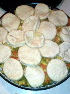 A picture of Chicken Potpie with Biscuits.